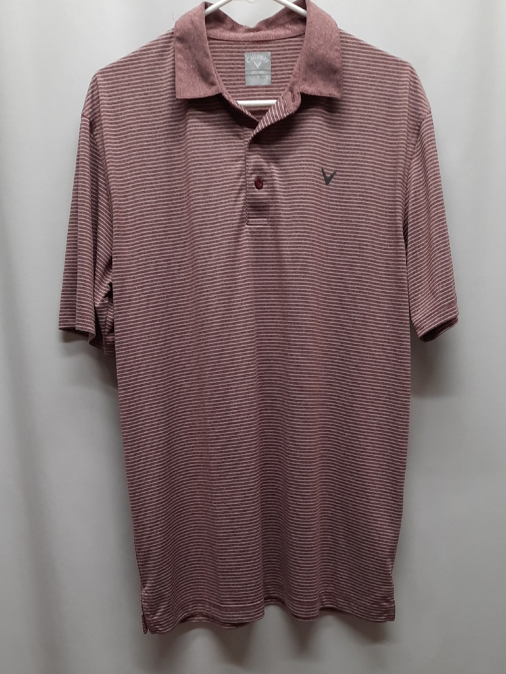 Callaway Opti-Dri Golf Polo Shirt Men's Large L Micro Stripe Pink Mauve Sporty